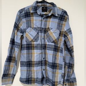 Junk Food Clothing Blue and Green Plaid Shirt Sz S